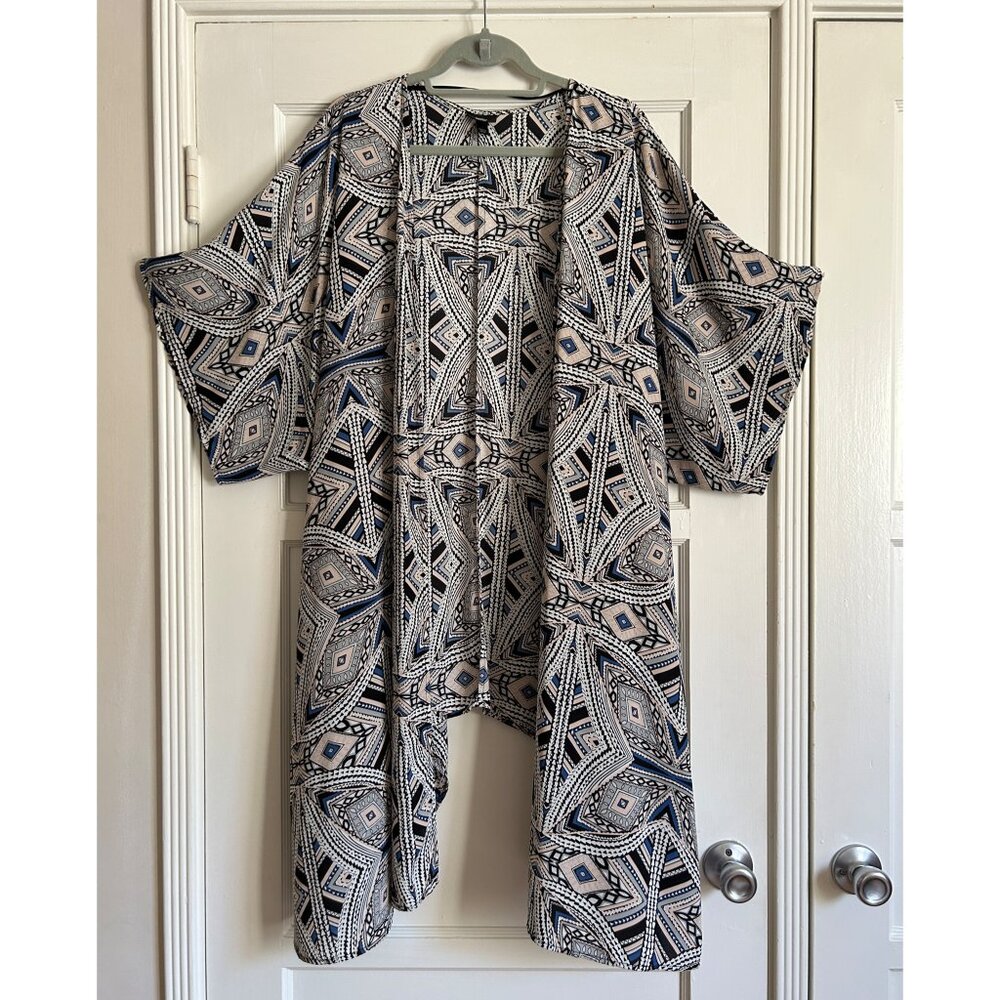 Open Front Geometric Duster/Cover-Up